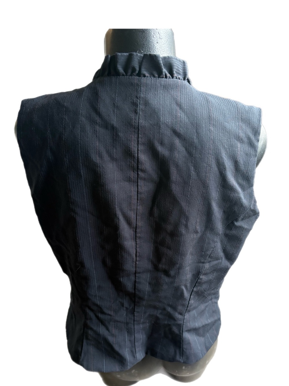 Vintage Votre Nom Paris Ruffled V-Neck Pinstripe Vest Top - 10 - Picture 2 of 5